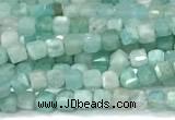 CCU1322 15 inches 2.5mm faceted cube amazonite beads