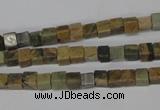 CCU20 15.5 inches 5*5mm cube serpentine jasper beads wholesale