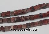 CCU25 15.5 inches 5*5mm cube red picture jasper beads wholesale