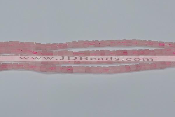 CCU300 15.5 inches 4*4mm cube rose quartz beads wholesale