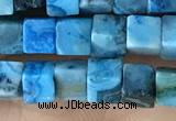 CCU453 15.5 inches 4*4mm cube blue crazy lace agate beads