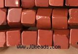 CCU456 15.5 inches 4*4mm cube red jasper beads wholesale