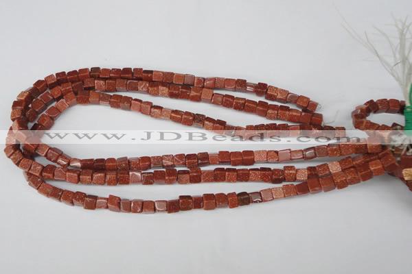 CCU48 15.5 inches 6*6mm cube goldstone beads wholesale