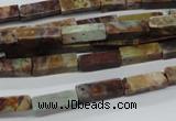 CCU522 15.5 inches 4*13mm cuboid green magic agate beads wholesale