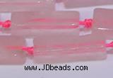 CCU603 15.5 inches 8*20mm - 10*30mm cuboid rose quartz beads