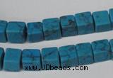 CCU62 15.5 inches 8*8mm cube turquoise beads wholesale