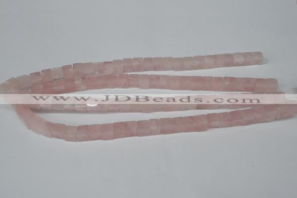 CCU63 15.5 inches 8*8mm cube rose quartz beads wholesale