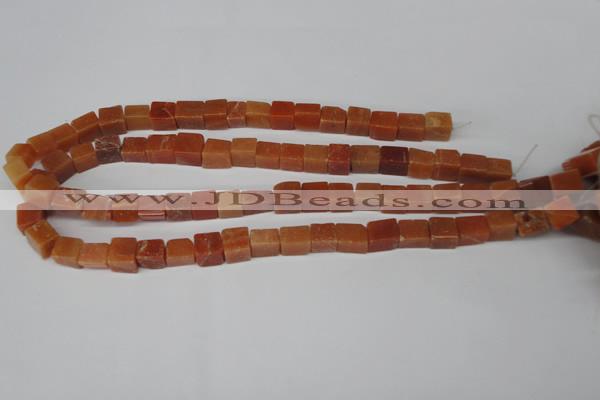 CCU68 15.5 inches 8*8mm cube red aventurine beads wholesale