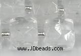 CCU770 15 inches 10*10mm faceted cube white crystal beads