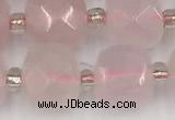 CCU773 15 inches 10*10mm faceted cube rose quartz beads