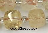 CCU775 15 inches 10*10mm faceted cube citrine beads