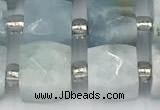 CCU780 15 inches 10*10mm faceted cube aquamarine beads