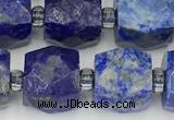 CCU789 15 inches 10*10mm faceted cube lapis lazuli beads