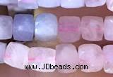 CCU805 15 inches 4mm faceted cube morganite beads