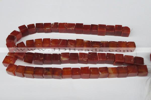 CCU81 15.5 inches 12*12mm cube red agate beads wholesale