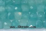 CCU835 15 inches 4mm faceted cube amazonite beads