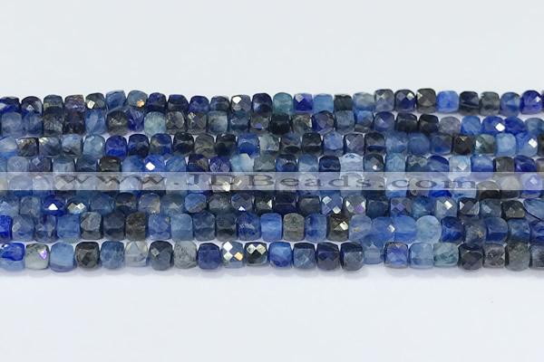 CCU846 15 inches 4mm faceted cube kyanite beads