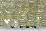 CCU861 15 inches 6mm faceted cube lemon quartz beads