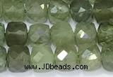 CCU862 15 inches 6mm faceted cube green apatite beads