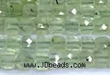 CCU876 15 inches 4mm faceted cube prehnite beads