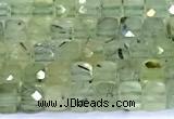 CCU877 15 inches 4mm faceted cube prehnite beads