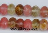 CCY207 15.5 inches 10*14mm faceted rondelle volcano cherry quartz beads