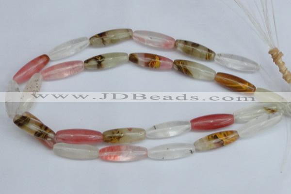 CCY212 15.5 inches 10*30mm rice volcano cherry quartz beads