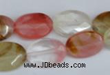 CCY230 15.5 inches 13*18mm faceted oval volcano cherry quartz beads