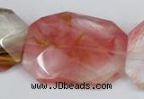 CCY234 30*40mm twisted & faceted rectangle volcano cherry quartz beads