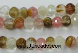 CCY401 15.5 inches 6*8mm faceted rondelle volcano cherry quartz beads