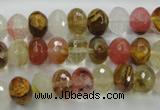 CCY402 15.5 inches 7*10mm faceted rondelle volcano cherry quartz beads