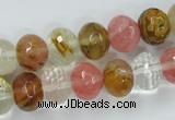 CCY403 15.5 inches 9*12mm faceted rondelle volcano cherry quartz beads