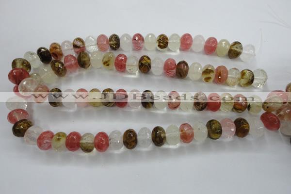 CCY404 15.5 inches 10*14mm faceted rondelle volcano cherry quartz beads