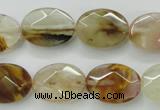 CCY418 15.5 inches 13*18mm faceted oval volcano cherry quartz beads