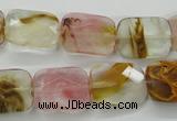 CCY432 15.5 inches 13*18mm faceted rectangle volcano cherry quartz beads