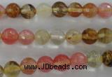 CCY502 15.5 inches 8mm faceted round volcano cherry quartz beads