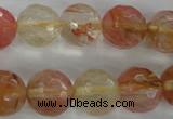 CCY505 15.5 inches 14mm faceted round volcano cherry quartz beads