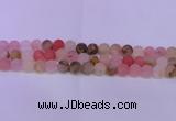 CCY620 15.5 inches 4mm round matte volcano cherry quartz beads