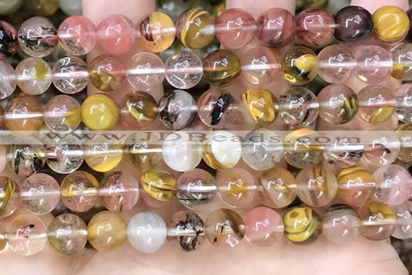 CCY643 15.5 inches 10mm round volcano cherry quartz beads