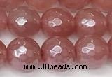 CCY666 15 inches 8mm faceted round AB-color cherry quartz beads