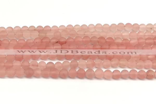 CCY670 15 inches 4mm round matte cherry quartz beads