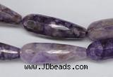 CDA341 15.5 inches 10*30mm faceted teardrop dyed dogtooth amethyst beads