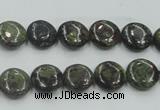 CDB205 15.5 inches 10mm flat round natural dragon blood jasper beads