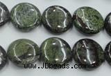 CDB208 15.5 inches 16mm flat round natural dragon blood jasper beads