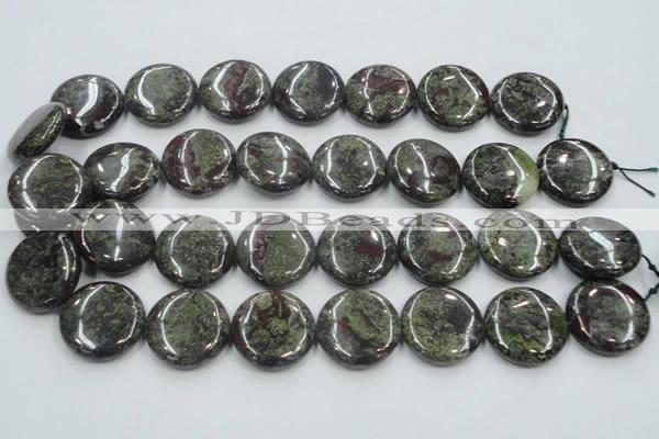 CDB210 15.5 inches 25mm flat round natural dragon blood jasper beads