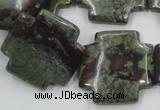 CDB225 15.5 inches 25*25mm cross natural dragon blood jasper beads