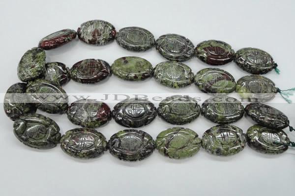 CDB248 15.5 inches 22*30mm carved oval natural dragon blood jasper beads