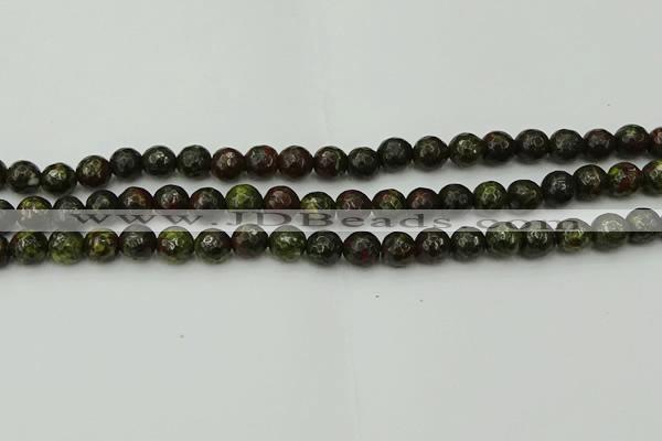 CDB311 15.5 inches 6mm faceted round dragon blood jasper beads