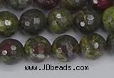 CDB323 15.5 inches 10mm faceted round dragon blood jasper beads