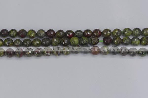 CDB323 15.5 inches 10mm faceted round dragon blood jasper beads